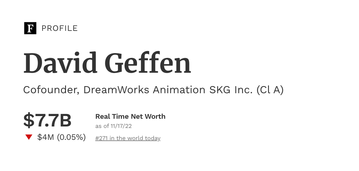 David Geffen Had A Net Worth Of $7.7 Billion, As Of September 22, 2022: